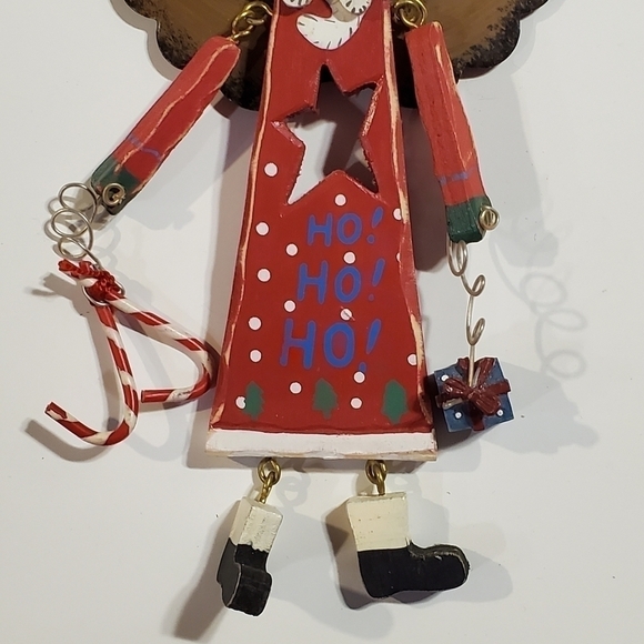 Painted rustic Wood wire Dangly Santa wings Star Candy Cane Present Ornament - Picture 6 of 10
